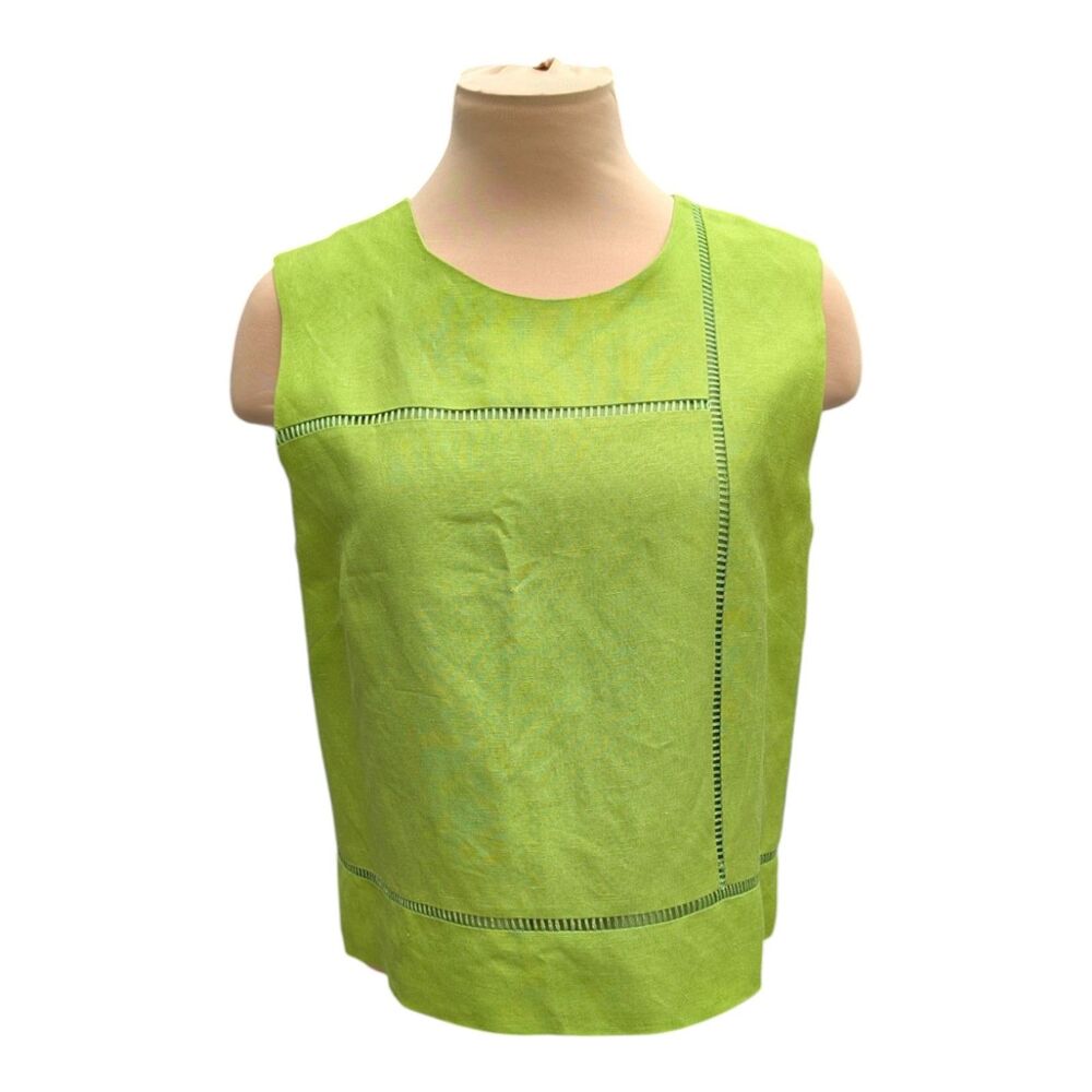 Jessica Howard Blouse 1960's Square Style Size 10 Green Button Back Vintage